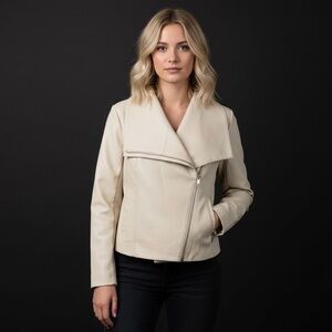 Steve Madden Cream Bone Faux Leather Jacket